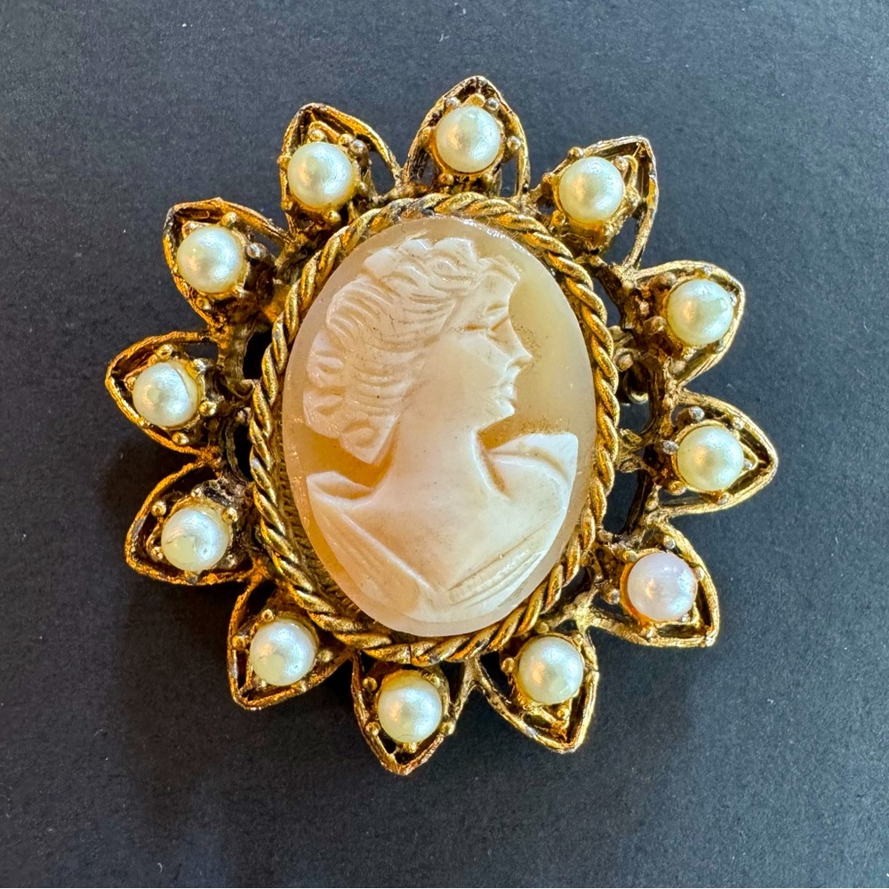 BSK Vintage Cameo Brooch